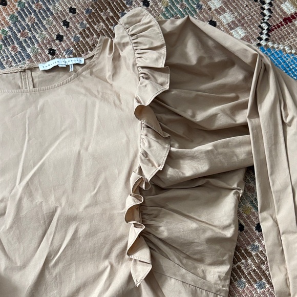 English Factory Tan Ruffle Blouse - Picture 2 of 6